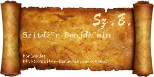 Szitár Benjámin névjegykártya