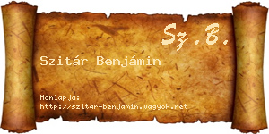 Szitár Benjámin névjegykártya